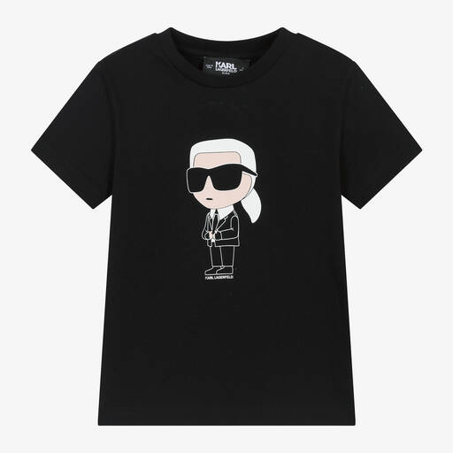 KARL LAGERFELD KIDS-Black Karl Ikonik Cotton T-Shirt | Childrensalon