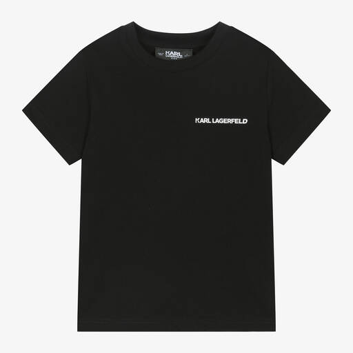 KARL LAGERFELD KIDS-Boys Black Cotton Karl Ikonik T-Shirt | Childrensalon