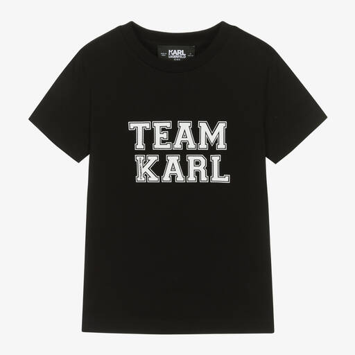 KARL LAGERFELD KIDS-Boys Black Cotton Team Karl T-Shirt | Childrensalon