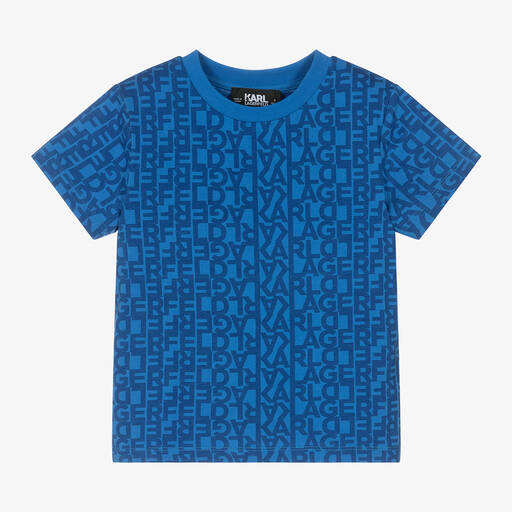 KARL LAGERFELD KIDS-Boys Blue Cotton T-Shirt | Childrensalon