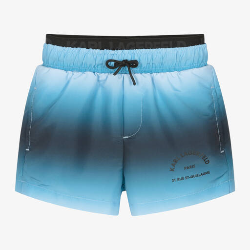 KARL LAGERFELD KIDS-Boys Blue Ombré Swim Shorts | Childrensalon