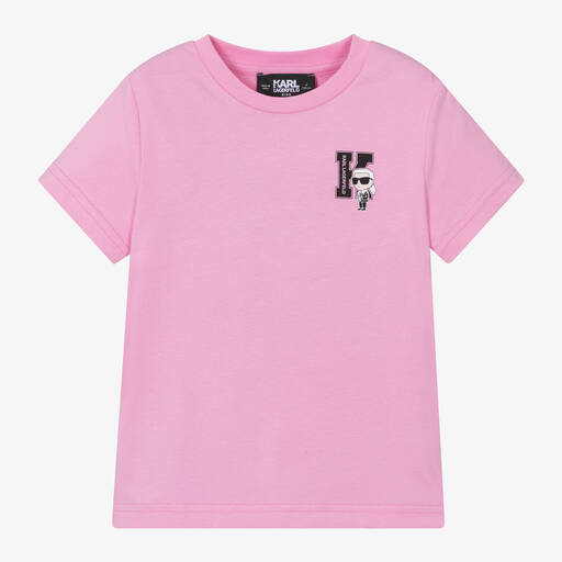 KARL LAGERFELD KIDS-Boys Pink Organic Cotton T-Shirt | Childrensalon