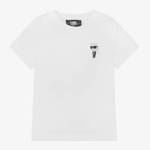 KARL LAGERFELD KIDS-Boys White Cotton Karl Ikonik T-Shirt | Childrensalon