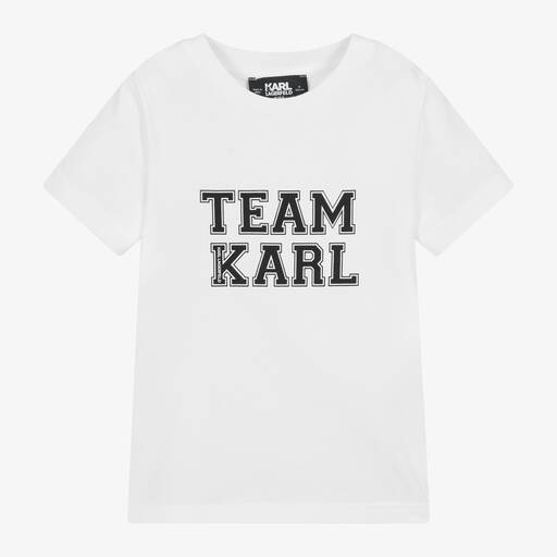 KARL LAGERFELD KIDS-Boys White Cotton Team Karl T-Shirt | Childrensalon