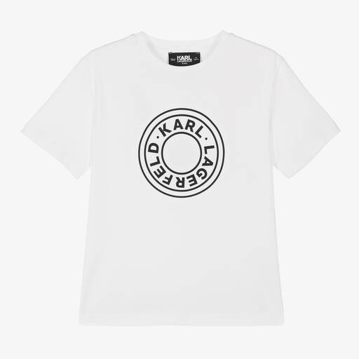 KARL LAGERFELD KIDS-Boys White Organic Cotton T-Shirt | Childrensalon