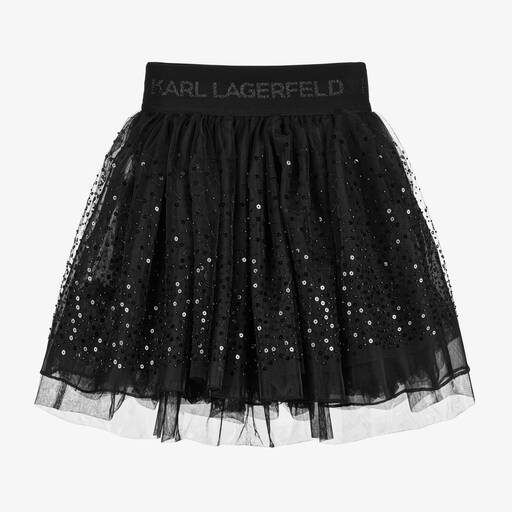 KARL LAGERFELD KIDS-تنورة تول لون أسود | Childrensalon