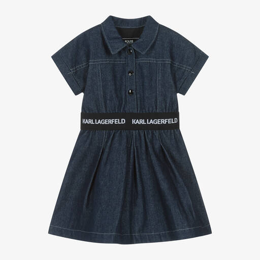 KARL LAGERFELD KIDS-Girls Dark Blue Denim Dress | Childrensalon