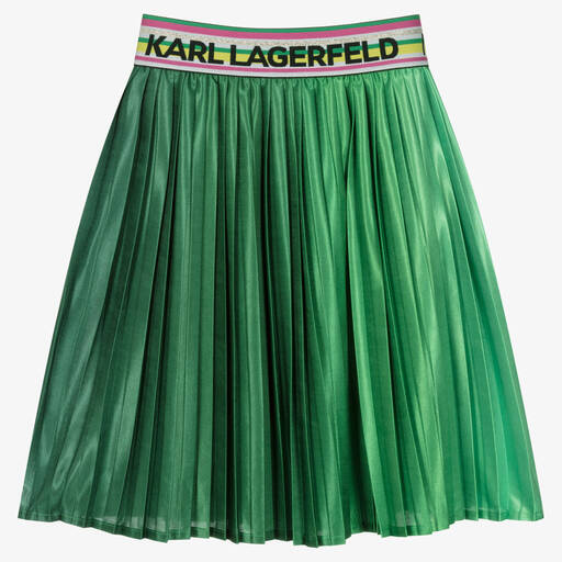KARL LAGERFELD KIDS-Grüner Faltenrock für Mädchen | Childrensalon