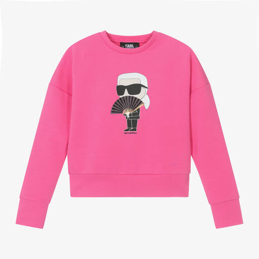 KARL LAGERFELD KIDS-Girls Pink Karl Ikonik Sweatshirt | Childrensalon