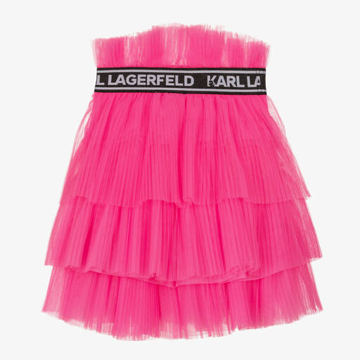 KARL LAGERFELD KIDS-Girls Pink Pleated Tutu Skirt | Childrensalon