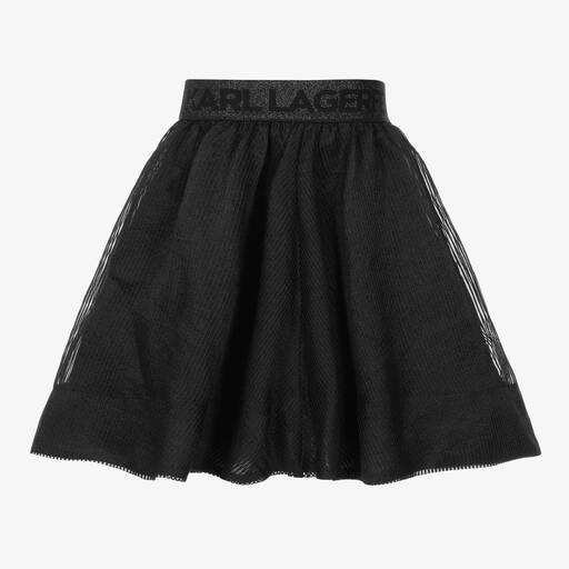 KARL LAGERFELD KIDS-Girls Striped Black Organza Skirt | Childrensalon