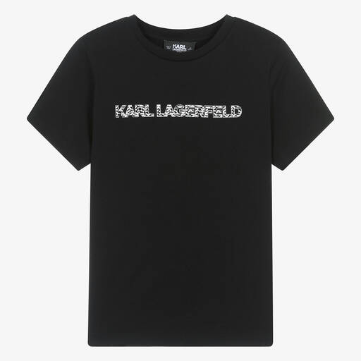 KARL LAGERFELD KIDS-تيشيرت قطن عضوي لون أسود | Childrensalon