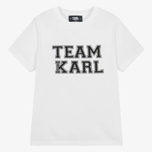 KARL LAGERFELD KIDS-Teen Boys White Cotton Team Karl T-Shirt | Childrensalon