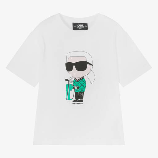 KARL LAGERFELD KIDS-Teen Boys White Karl Ikonik Cotton T-Shirt | Childrensalon