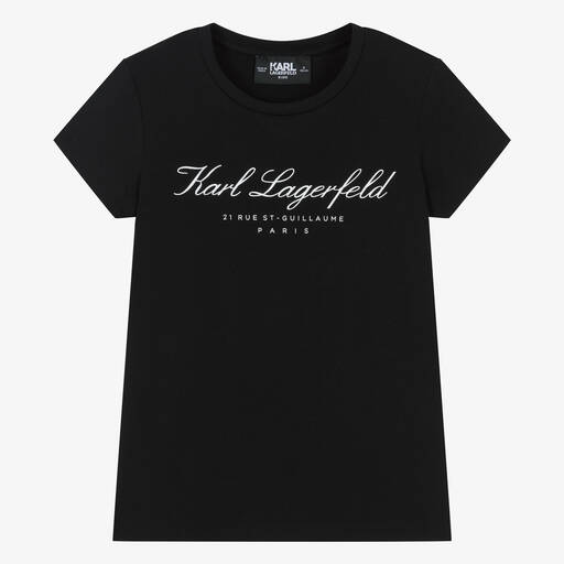 KARL LAGERFELD KIDS-Teen Girls Black Karl Signature T-Shirt | Childrensalon