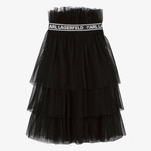 KARL LAGERFELD KIDS-Teen Girls Black Pleated Midi Skirt | Childrensalon