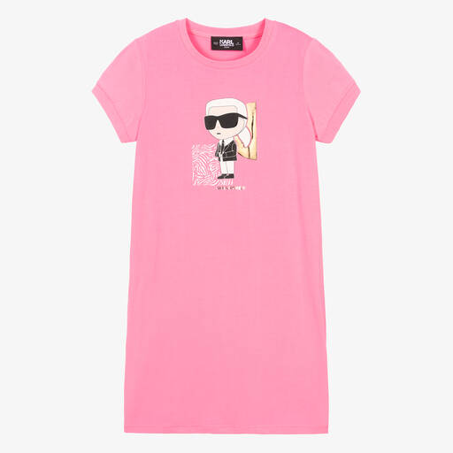 KARL LAGERFELD KIDS-Teen Girls Pink Karl Ikonik Cotton Dress | Childrensalon