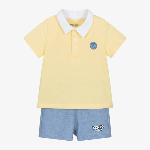 KENZO KIDS-Baby Boys Blue Cotton & Linen Shorts Set | Childrensalon