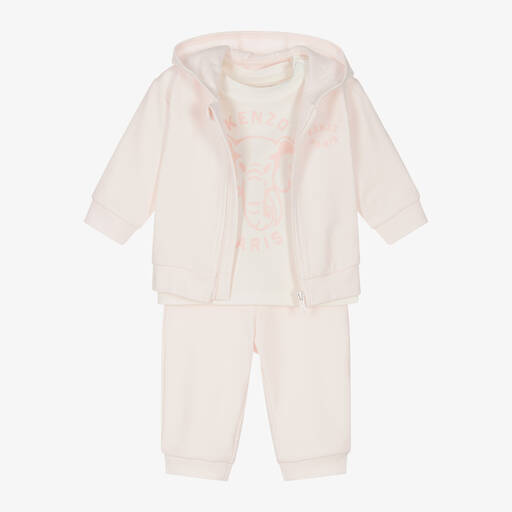 KENZO KIDS-Baby Girls Pink Elephant Tracksuit Set | Childrensalon