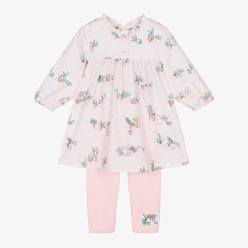 KENZO KIDS-Платье с розовыми хлопковыми легинсами для малышек | Childrensalon