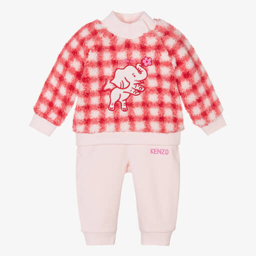 KENZO KIDS-Baby Girls Pink & Red Elephant Trouser Set | Childrensalon