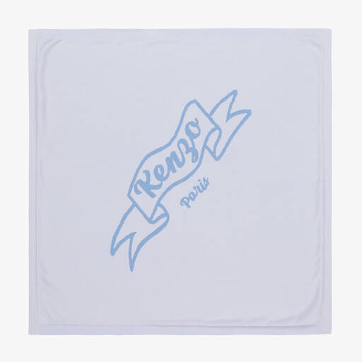 KENZO KIDS-Blue Cotton Knit Blanket (80cm) | Childrensalon