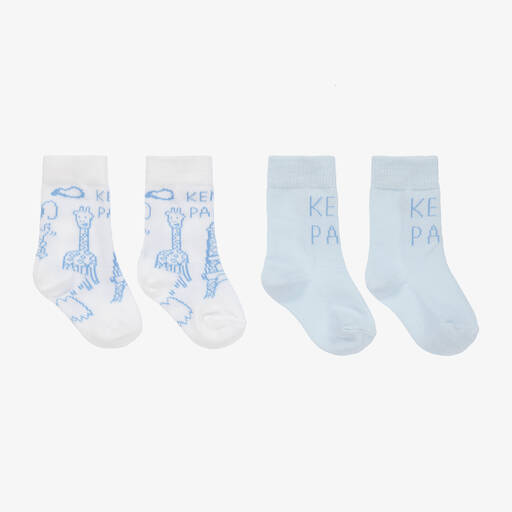 KENZO KIDS-Blue Logo Baby Socks (2 Pack) | Childrensalon