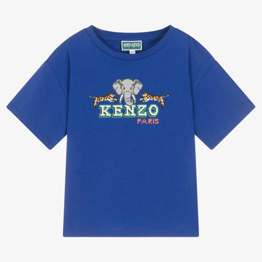 KENZO KIDS-تيشيرت قطن عضوي لون أزرق للأولاد | Childrensalon