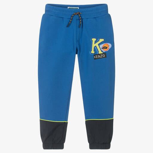 KENZO KIDS-Boys Blue Cotton Logo Joggers | Childrensalon