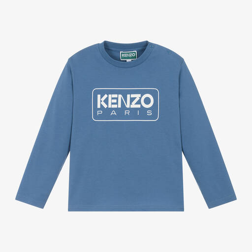 KENZO KIDS-Boys Blue Organic Cotton Top | Childrensalon