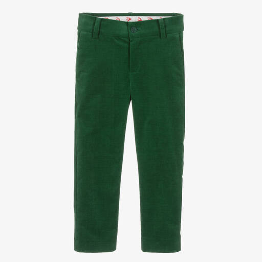 KENZO KIDS-Boys Green Festive Cotton Trousers | Childrensalon