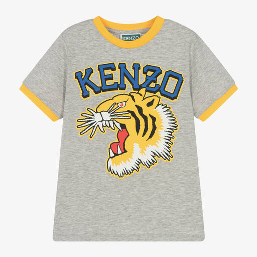 KENZO KIDS-Серая хлопковая футболка для мальчиков | Childrensalon