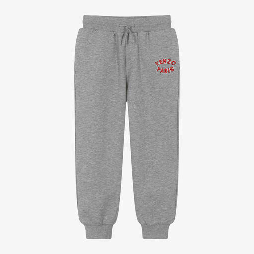 KENZO KIDS-Boys Grey Cotton Travel Patch Joggers | Childrensalon