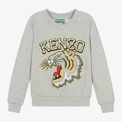 KENZO KIDS-Sweat-shirt gris chiné en coton garçon | Childrensalon