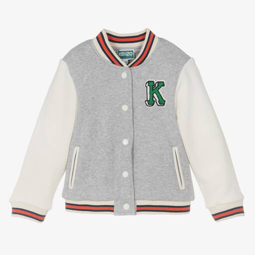 KENZO KIDS-Boys Grey Varsity Tiger Baseball Jacket | Childrensalon