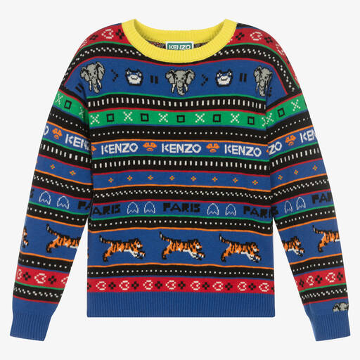 KENZO KIDS-Boys Multicolour Jacquard Knit Sweater | Childrensalon