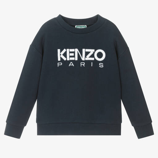 KENZO KIDS-Boys Navy Blue Cotton Logo Sweatshirt | Childrensalon