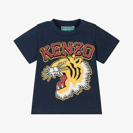 KENZO KIDS-Boys Navy Blue Cotton Tiger T-Shirt | Childrensalon