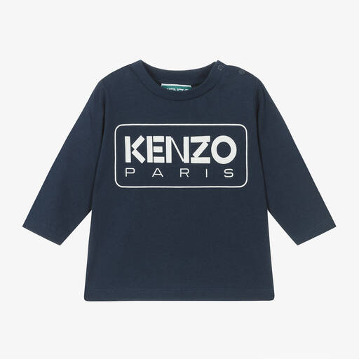 KENZO KIDS-Boys Navy Blue Organic Cotton Top | Childrensalon