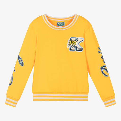 KENZO KIDS-Boys Yellow Cotton Varsity Sweatshirt | Childrensalon