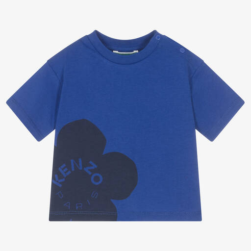 KENZO KIDS-Girls Blue Cotton Boke Flower T-Shirt | Childrensalon