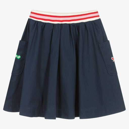 KENZO KIDS-Girls Blue Cotton Poplin Skirt  | Childrensalon