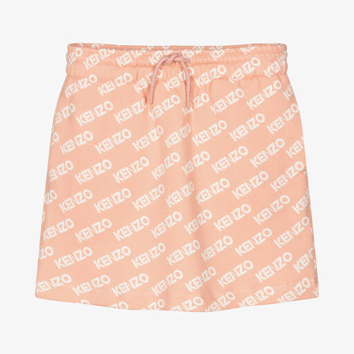 KENZO KIDS-Girls Coral Pink Cotton Jersey Skirt | Childrensalon
