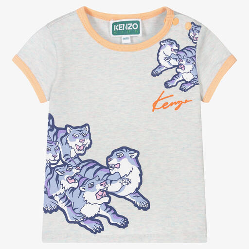 KENZO KIDS-Girls Grey Cotton Jersey T-Shirt | Childrensalon