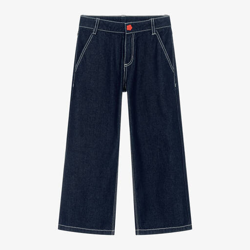 KENZO KIDS-Широкие джинсы-варенки цвета индиго для девочек | Childrensalon