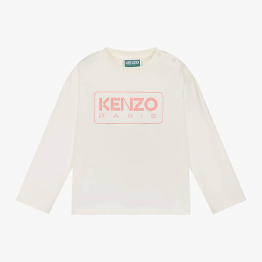 KENZO KIDS-Girls Ivory Organic Cotton Top | Childrensalon