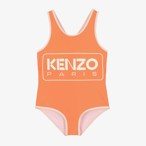 KENZO KIDS-Girls Orange Crossback Swimsuit | Childrensalon