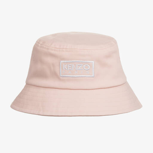 KENZO KIDS-Girls Pink Cotton Bucket Hat | Childrensalon