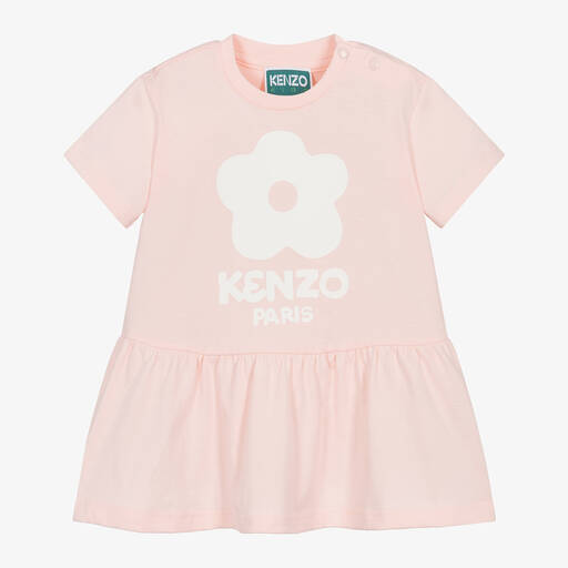 KENZO KIDS-Girls Pink Cotton Jersey Dress | Childrensalon