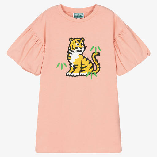 KENZO KIDS-Robe rose en coton tigre KOTORA | Childrensalon